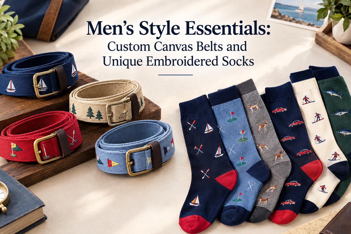 Men’s Style Essentials: Custom Canvas Belts and Unique Embroidered Socks