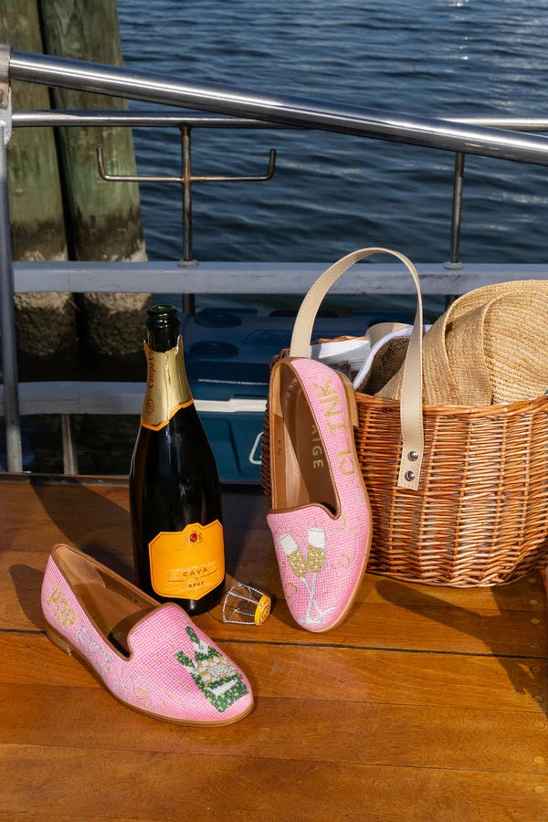 Misses Needlepoint Shoe Pink Champagne