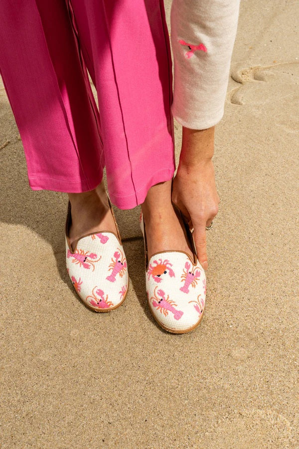 Misses Needlepoint Loafer Crabs and Lobster