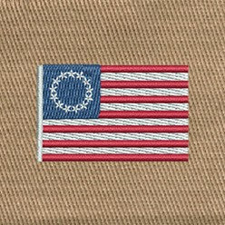 Men' Embroidered Cisco ShortsAmerican Flag onKhaki