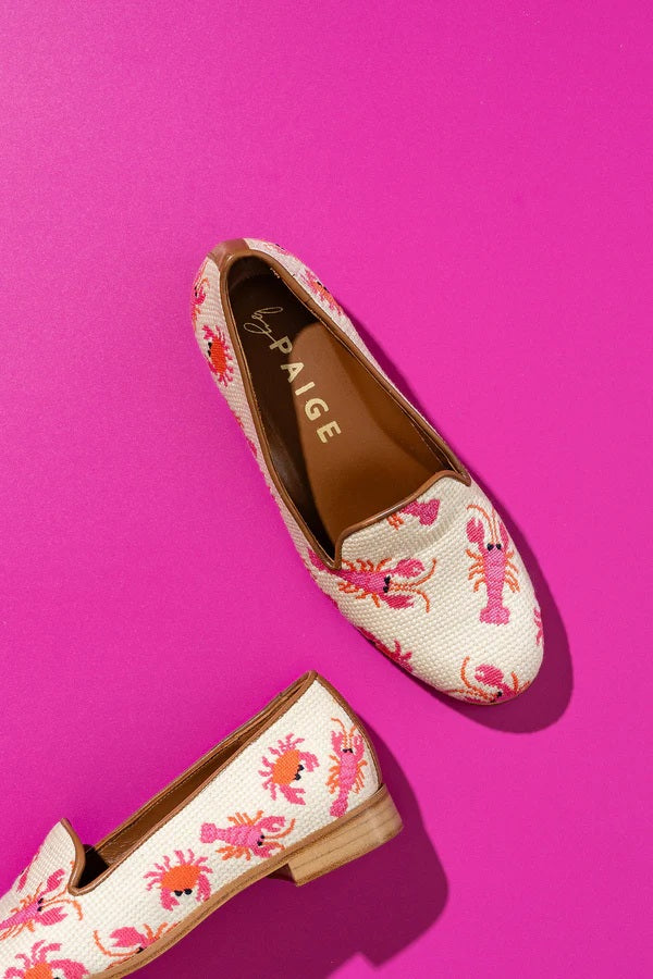 Misses Needlepoint Loafer Crabs and Lobster