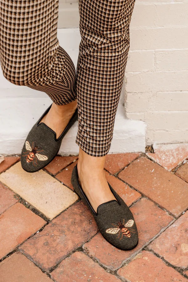 By Paige Hand-Stitched Needlepoint Loafer Bee On Sage