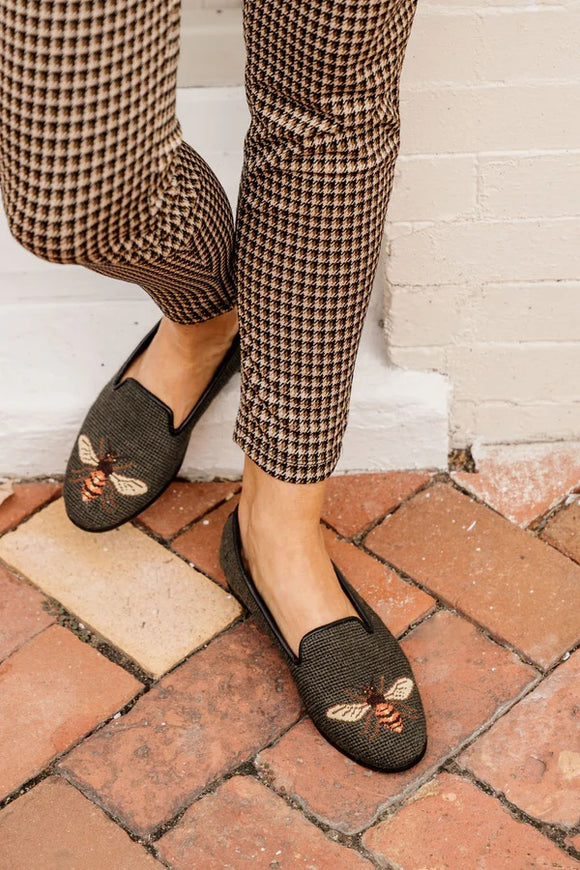 By Paige Hand-Stitched Needlepoint Loafer Bee On Sage