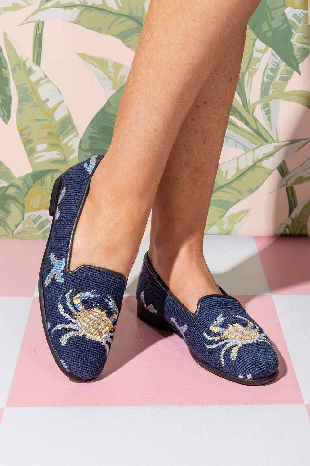 BY Paige Hand -Stitched Needlepoint Loafer Maryland Blue Crab