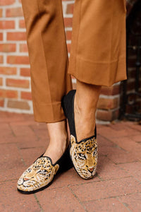 The Big black Cheetah face on blac. Shoe lined with black trimk