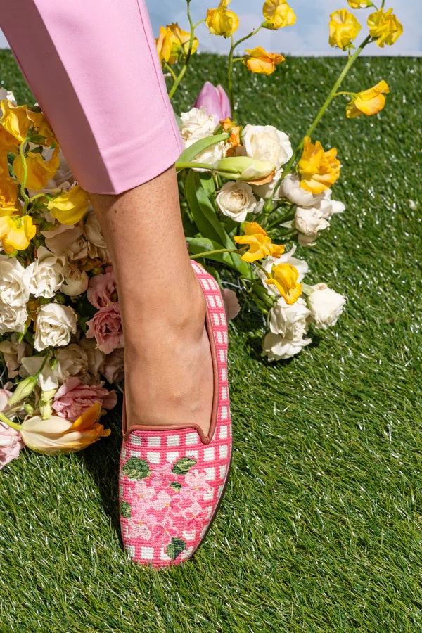 By Paige Needlepoint Loafer Floral Collection Pink Hydrangea | Designs by Lillie