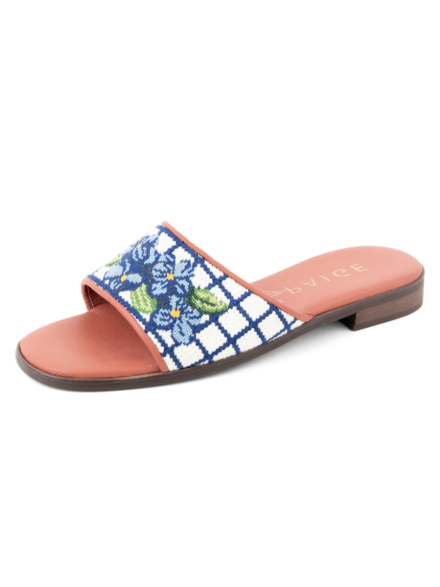 By Paige Needlepoint Sandals Floral Collection Blue  Hydrangea \ Designs by Lillie