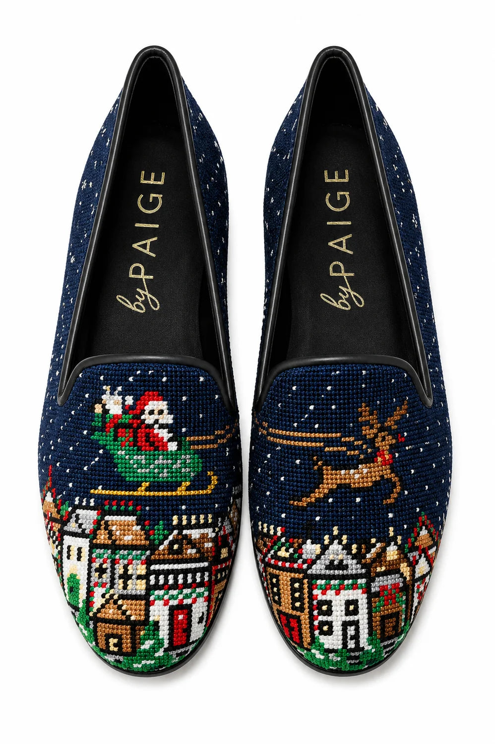 by Paige Needlepoint Loafer Santa andRaindeer.