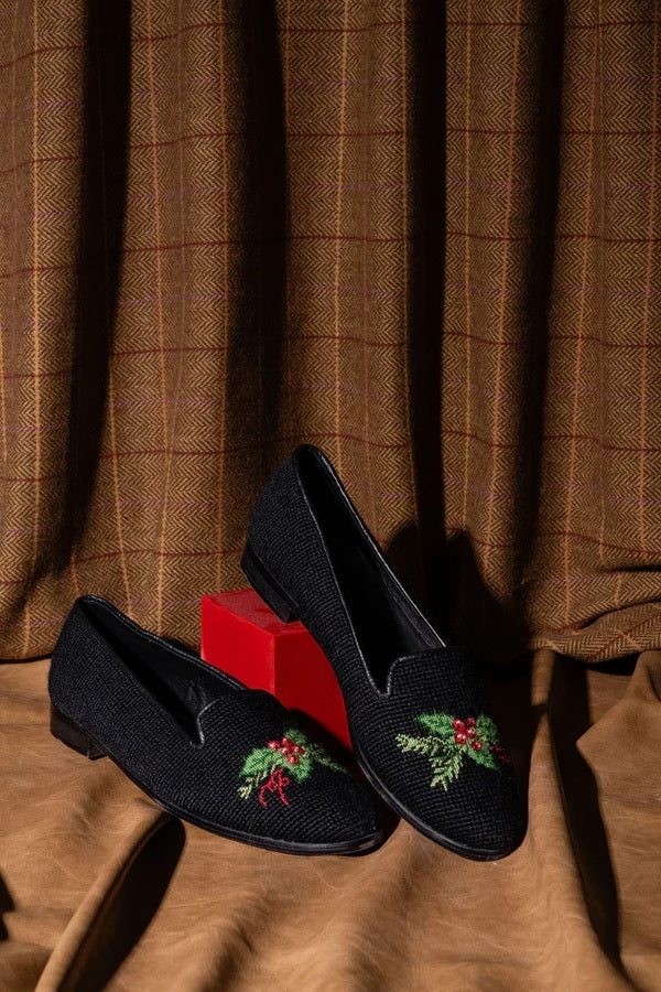 By Paige Handstitched Needlepoint Loafers Holly| Designs by Lillie