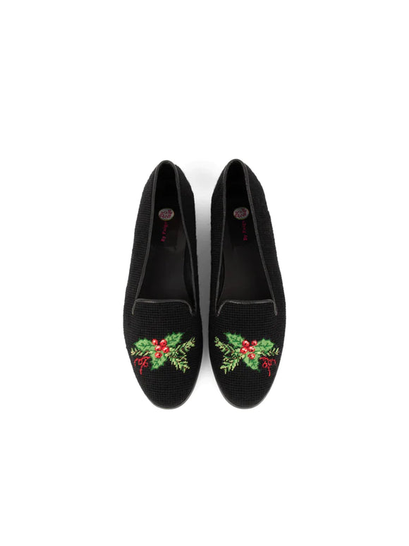 Misses Hand Stitched Needlepoint Loafer Holly