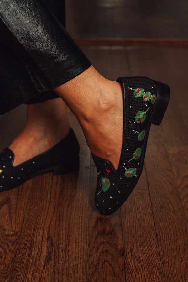 By Paige Needlepoint Shoes Olives