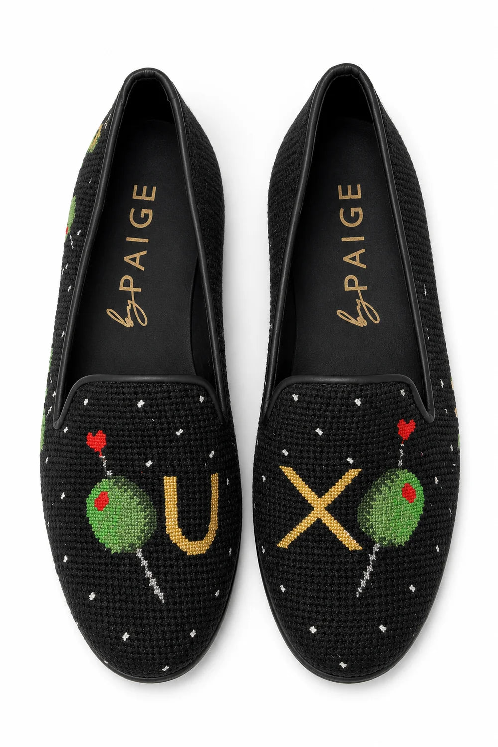 By Paige Needlepoint Shoes Olives