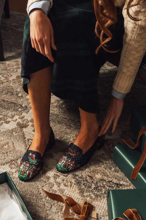 by Paige Needlepoint Loafer Santa andRaindeer.