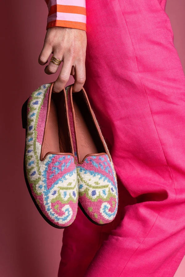 By Paige Handstitched Needlepoint Loafer  Paisley