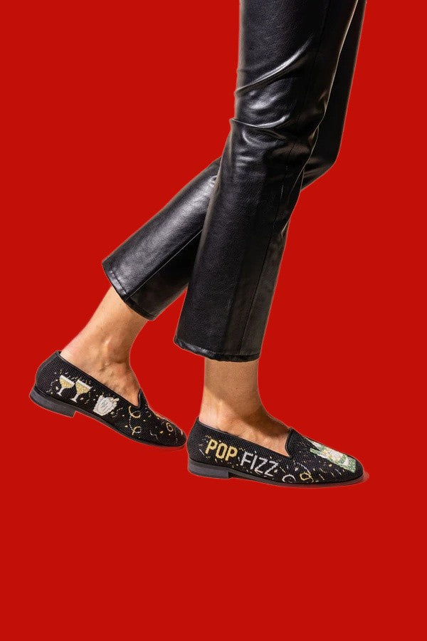 By Paige Handstitched Needlepoint Loafer Champagne | Designs by Lillie