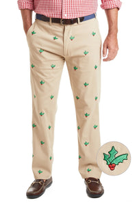 Men's Embroidered Harbor stretch Twill Khaki with Holly
