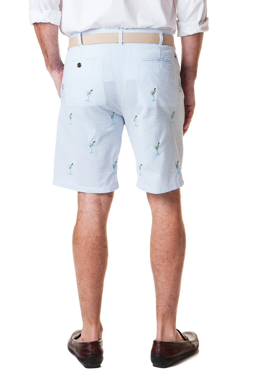 Men's Popular Embroidered  Seersucker shortMartini Time