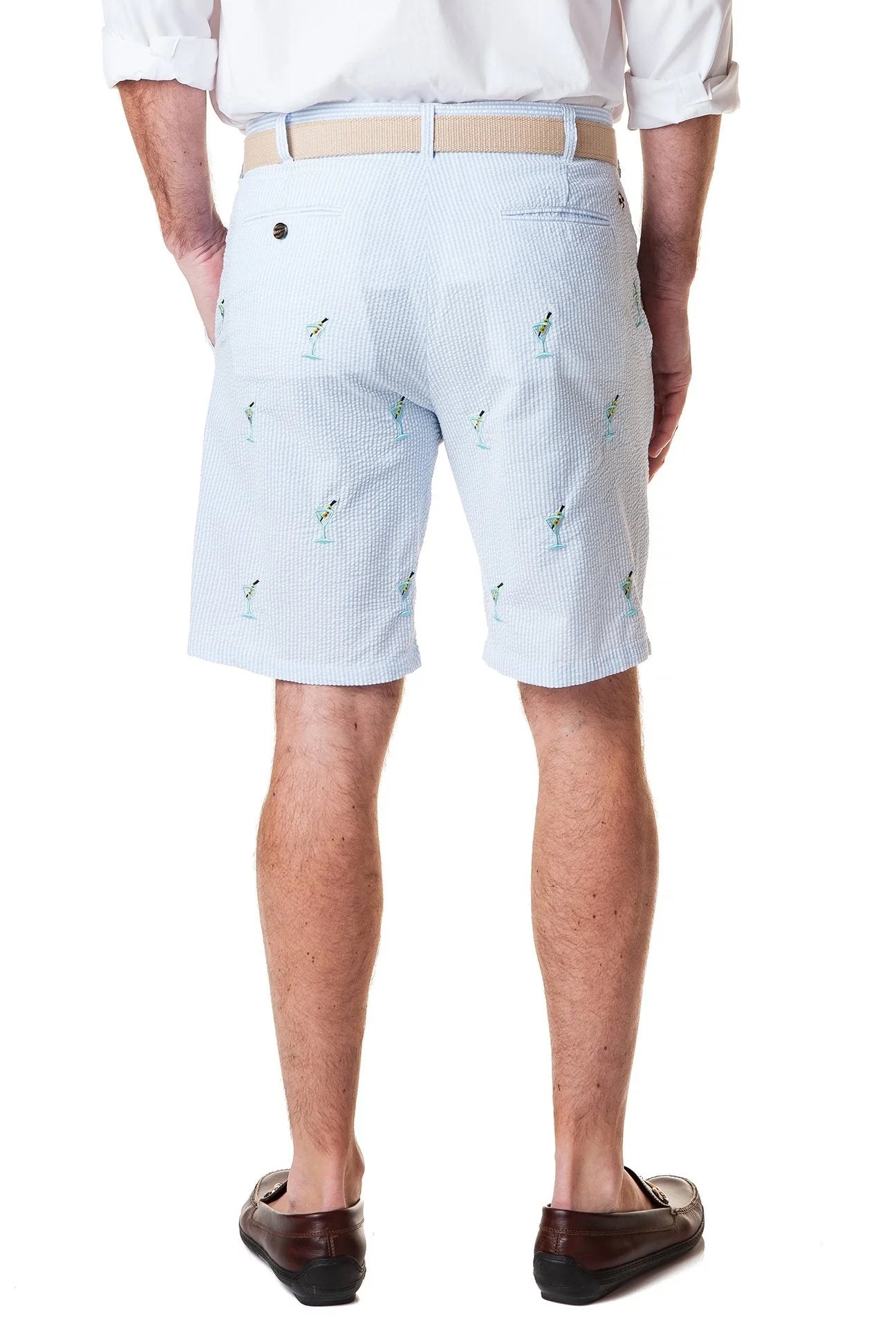 Men's Popular Embroidered  Seersucker shortMartini Time