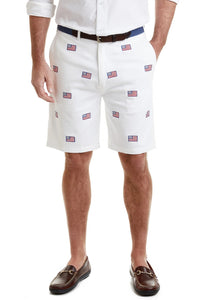Popular Men's Embroidered Shorts American Flag on White