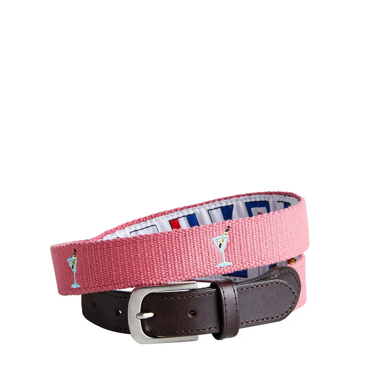 Bowsprit Embroidered Belt Martini on Nantucket Red | Designs by Lillie