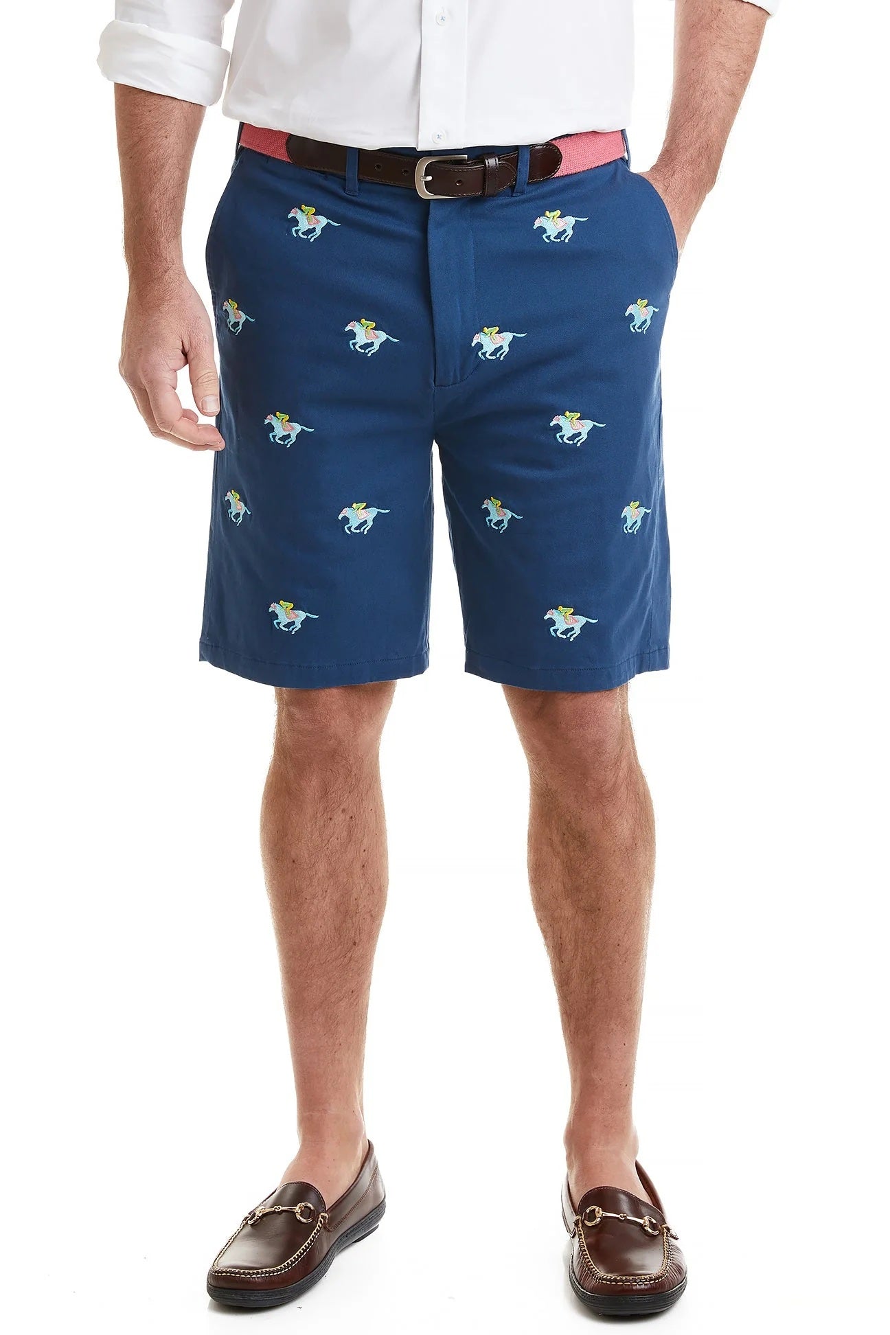 Men's Embroidered  Shorts Racetrack on Navy