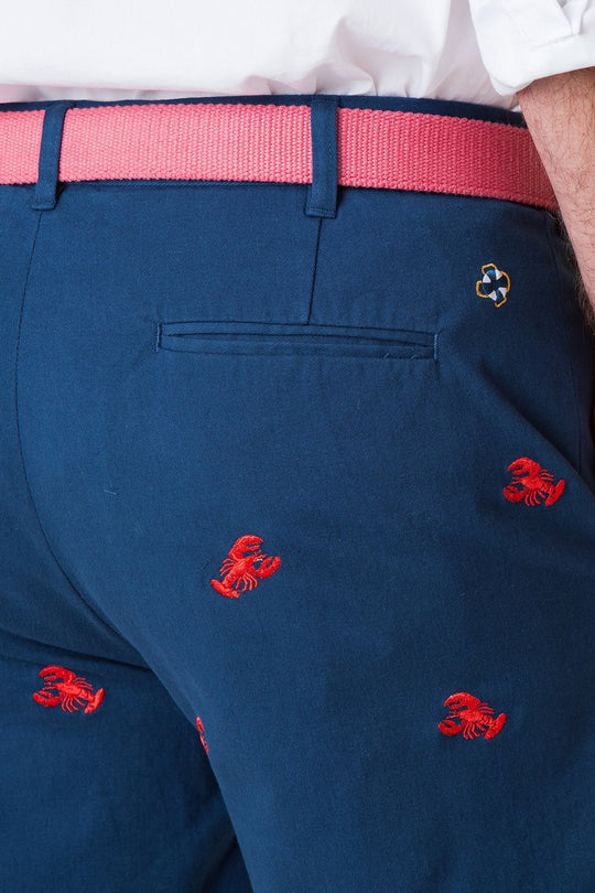 Cisco Embroidered Shorts by Castaway clothing Lobster on Navy