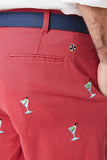 Cisco Famous Embroidered Shorts by Castaway Clothing Martini on Red