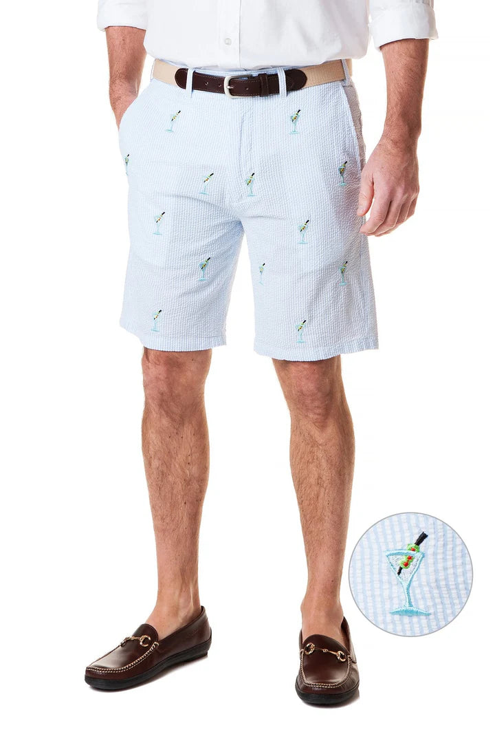 Men's Popular Embroidered  Seersucker shortMartini Time