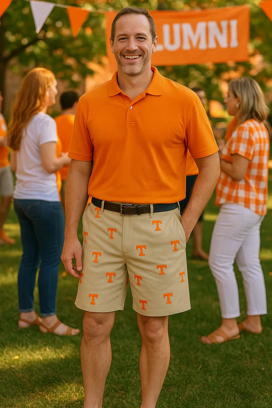 Men's Cpollegiate Embroidered Shorts Tennessee on Khaki