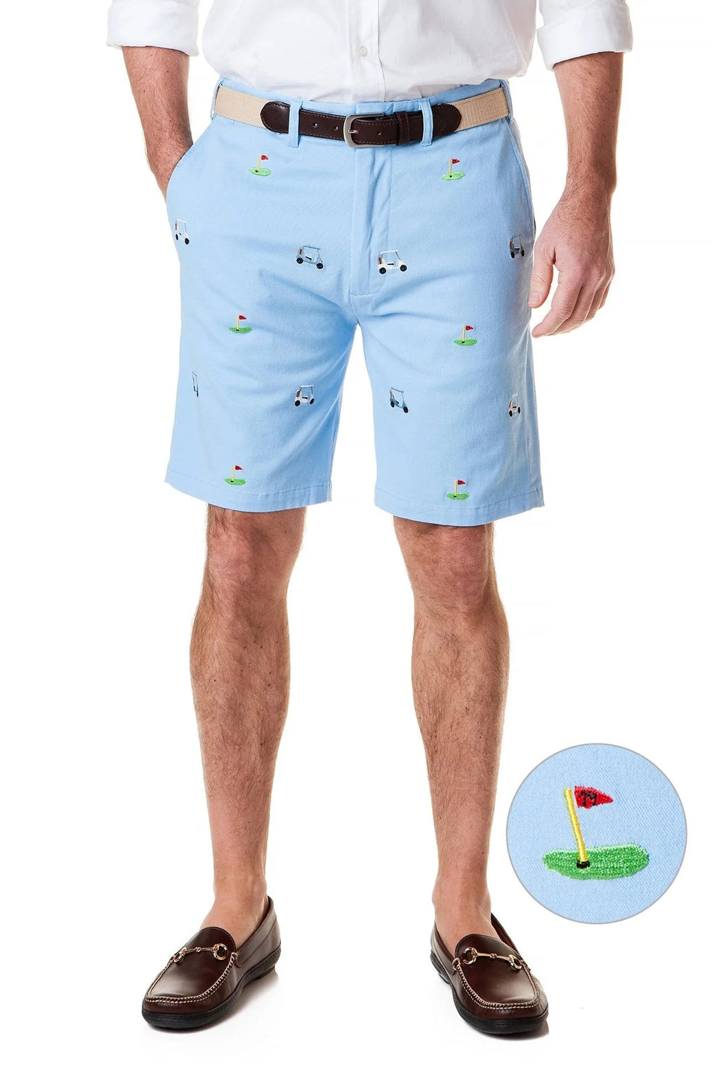 Men's Embroidered Shorts Tee Time -  chambray Blue
