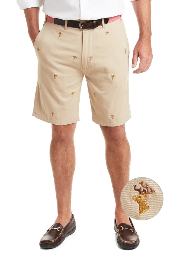 Men;s Cisco Embroidered shorts Buckhead on Khaki