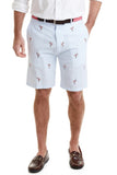 Men's  Exclusive Embroidered Shorts Flamingo onn Seersucker