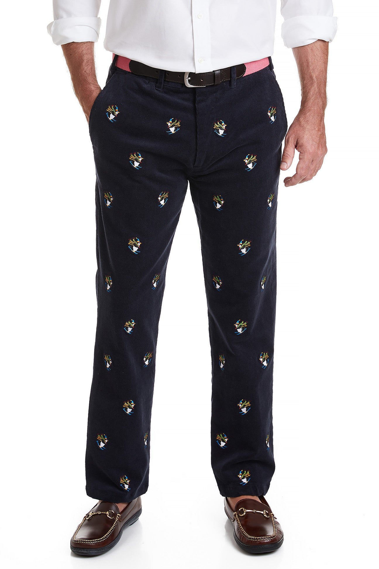 Men's Embroidered Beachcomber Corduroy Skiing Penguin on Nantucket Navy