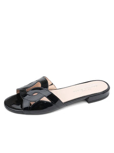 The Boca Slip On Hand Stitched Sabdal  Black