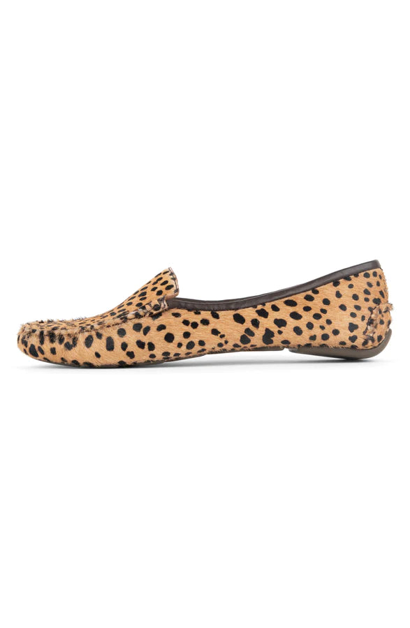 Jillian Driving Moccasin by Patricia Green Black and Brown  Spots Hair Calf