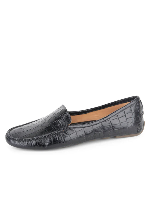 Jillian Crocodile Driving Moccasins Black
