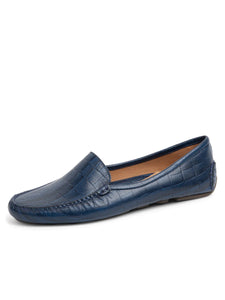 Jillian Driving Mocasin crocodile by Patricia Green Navy