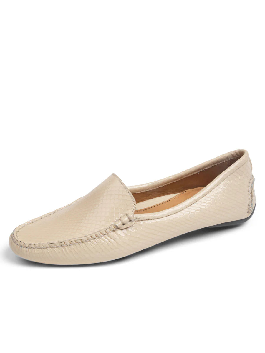Jillian Driving Moccasin Snake Leatheather  Cream by Patricia Green