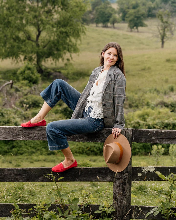 Jillian Driving Moccasin by Patricia Green  Red Suede |Designs by Lillie
