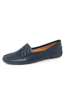 Kelly woven Driving Moccasin navy by Patricia Green