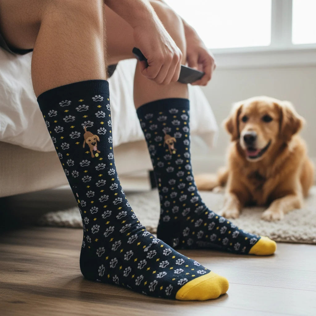 Men's Embroidered Socks by Soxfords- Paws and Effect