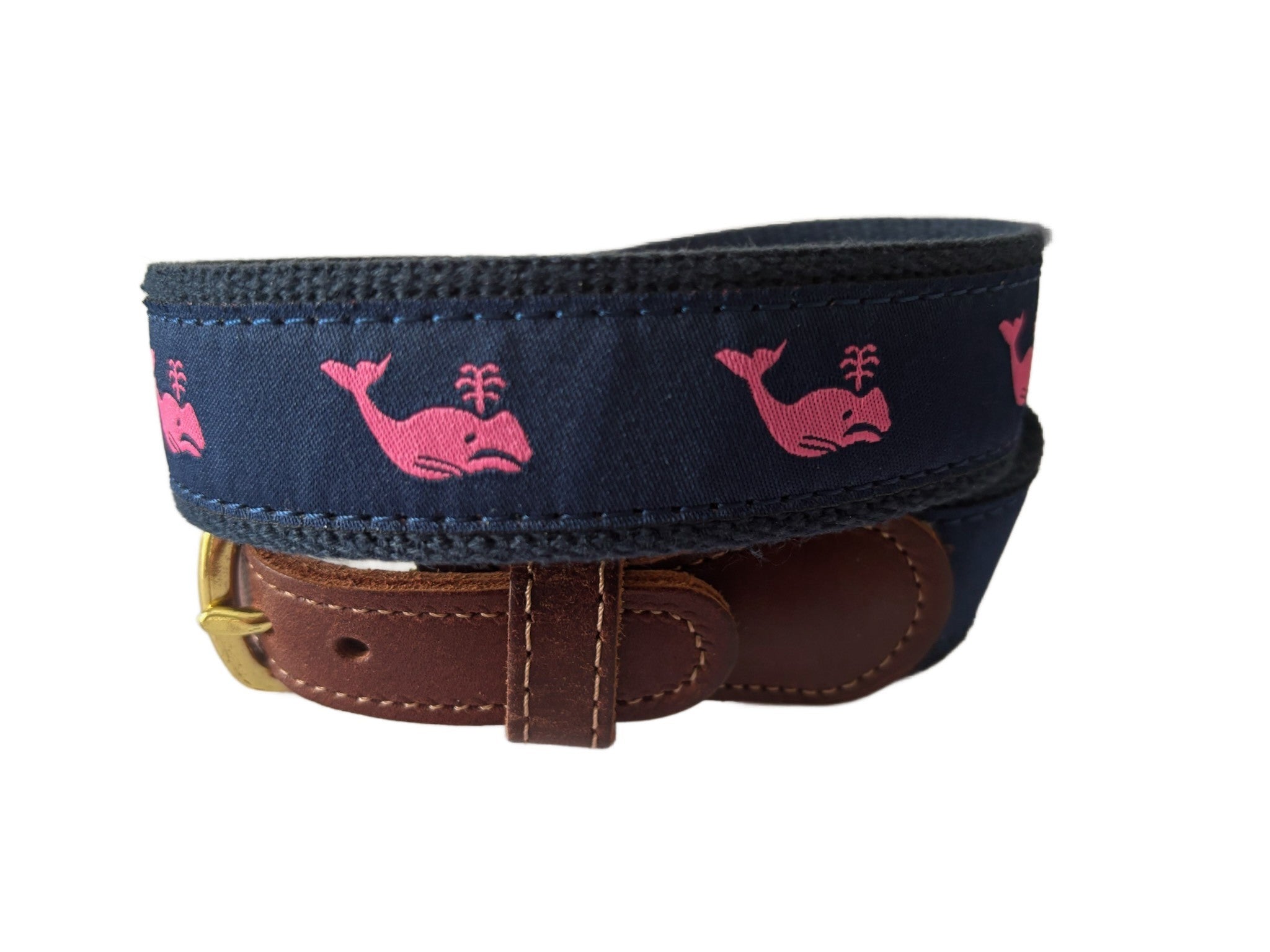 Boy's Preppy Ribbon Belt Pink Whale