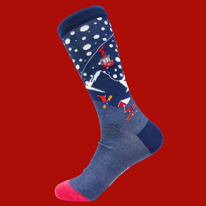Soxford's Pima  Cotton Embroidered Socks  - Ski Bum
