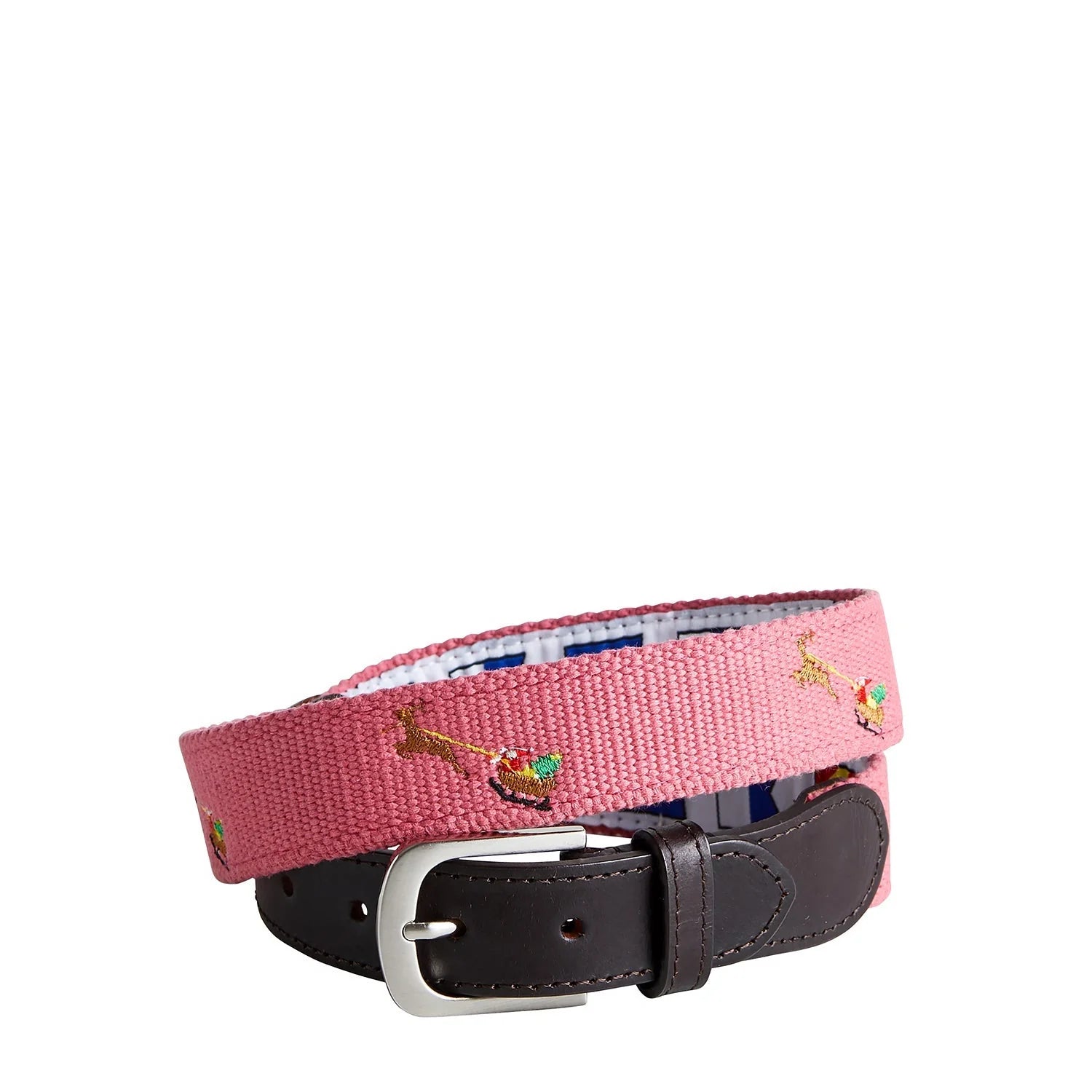Men's  Custom Canvas embroidered Belt Santa and Raindeer