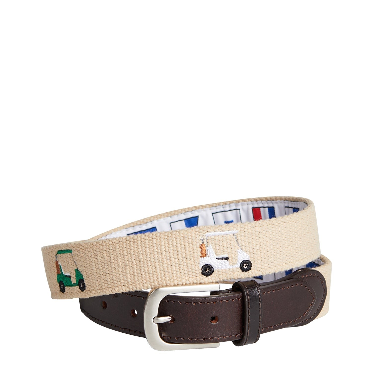 Men's Bow Sprint  Embroidered Belt Golf Cart On Ivory