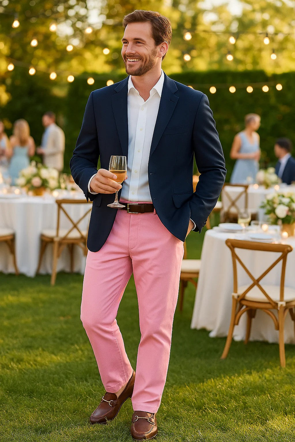 Men's Cisco Sttretch Twill Solid Pants- Pink