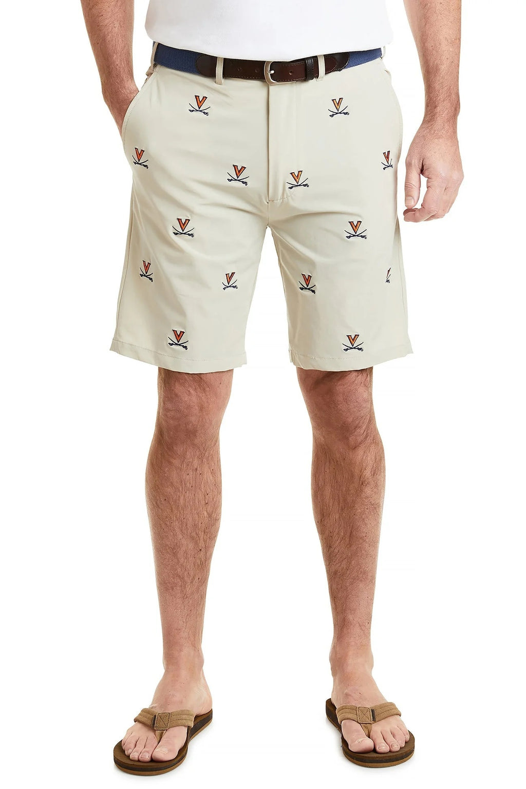 Man wearing collegeiate collection embroidered shorts UVA