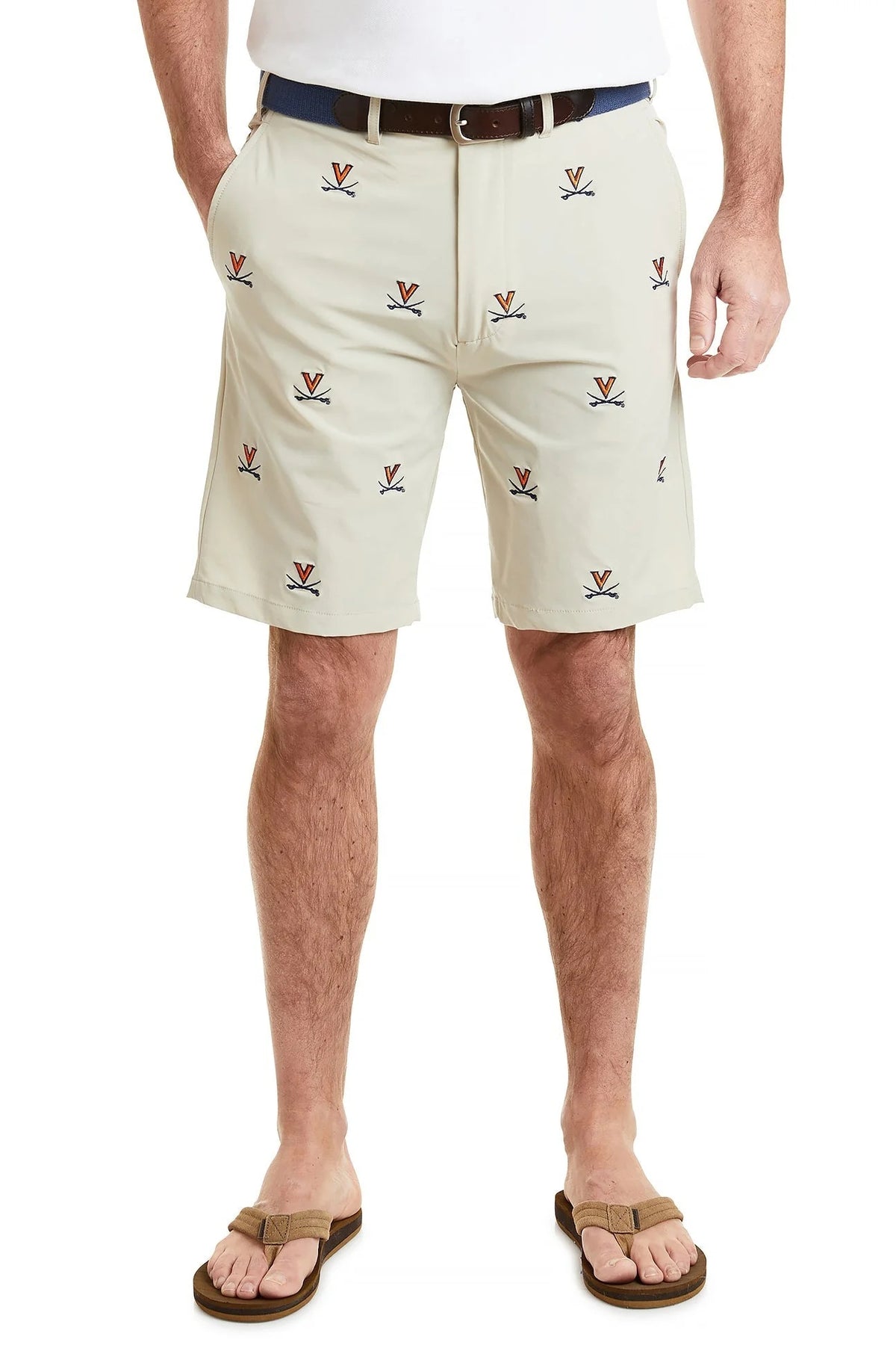 Man wearing collegeiate collection embroidered shorts UVA
