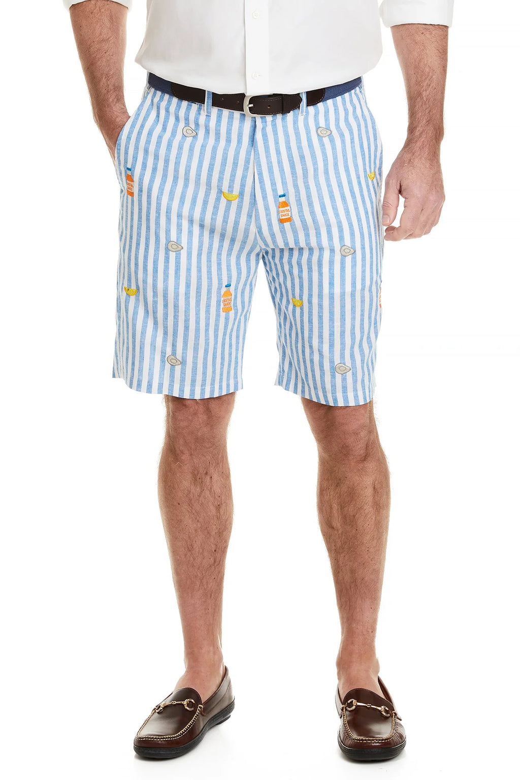 Men's Embroidered Shorts Oyster Shots