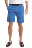 Men.s Cisco Embroidered Shorts Dark and Stormy on Ocean Blue